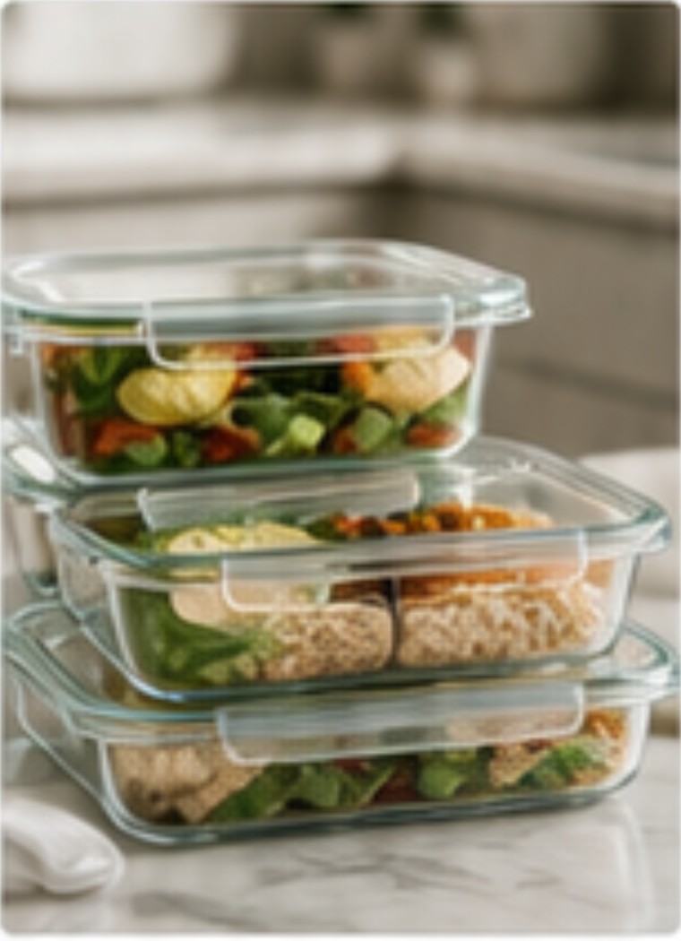 Meal prep containers and kitchen prep tools