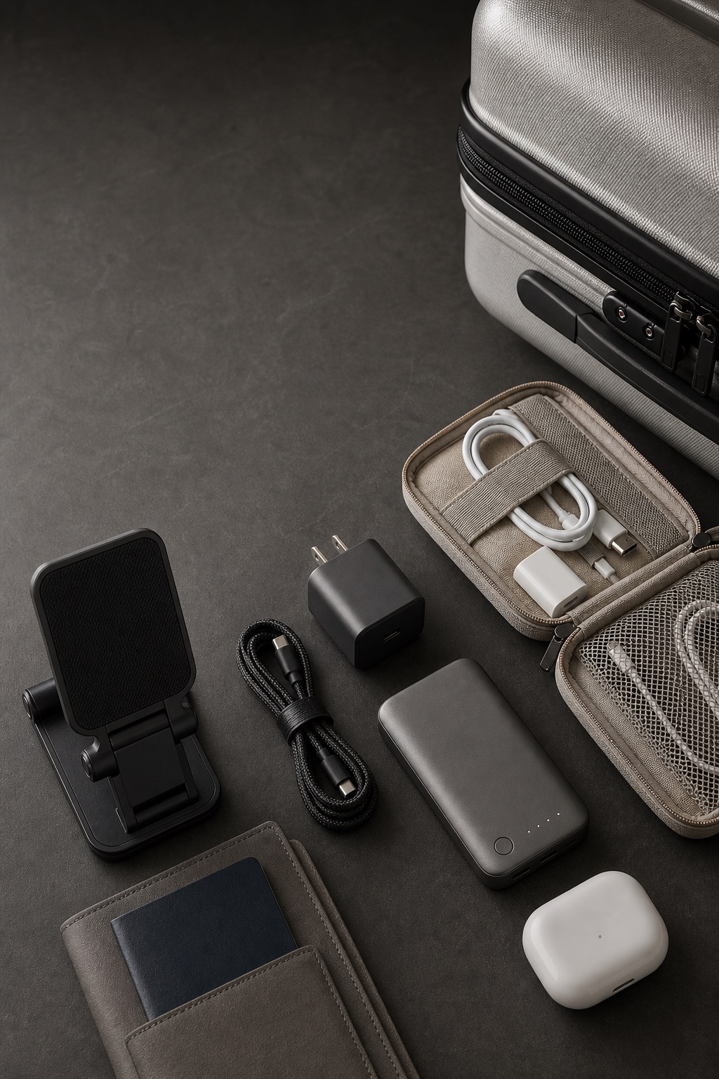 Phone travel accessories and charging kit